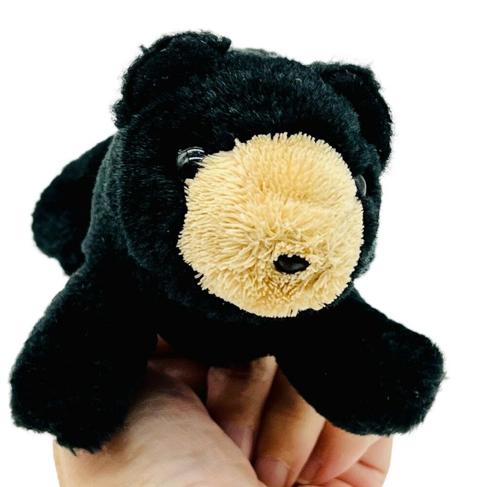 Folkmanis Finger Puppet Black Bear Baby Grizzly Stuffed Plush Mini Toy 6"